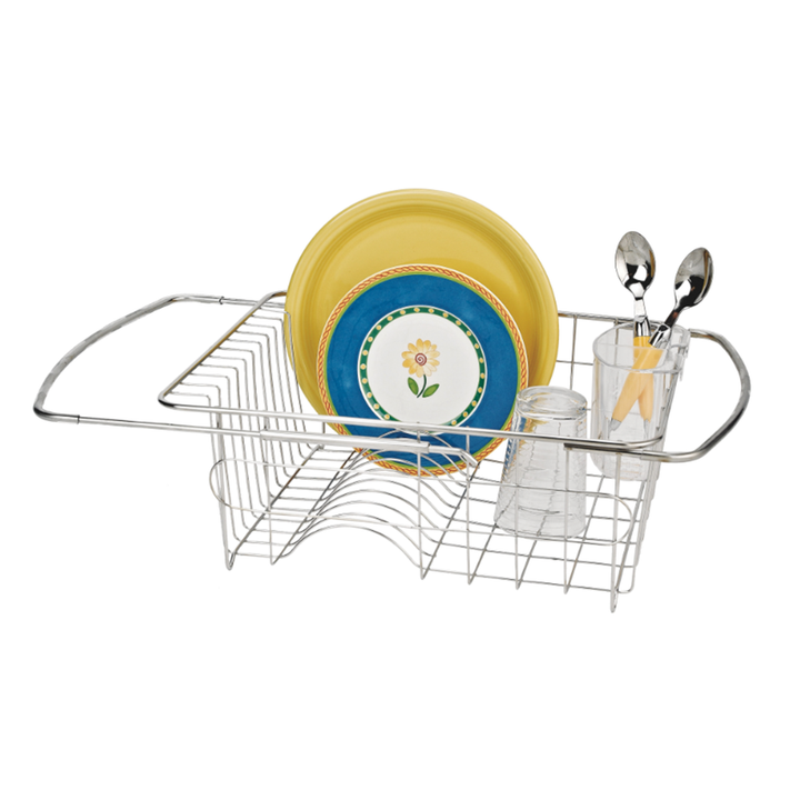 Adjustable Over-The-Sink Dish Drainer (with Cutlery Holder)