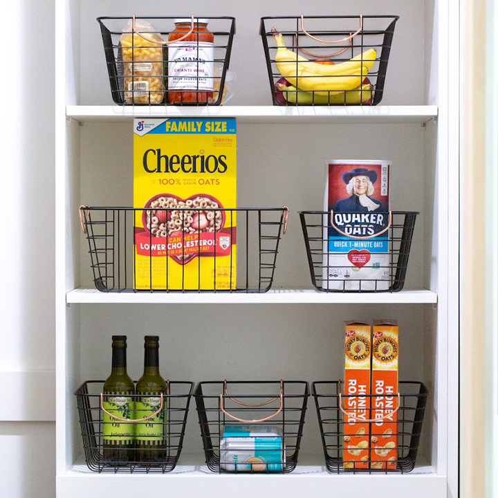 Black Wire Basket (Copper Handles)