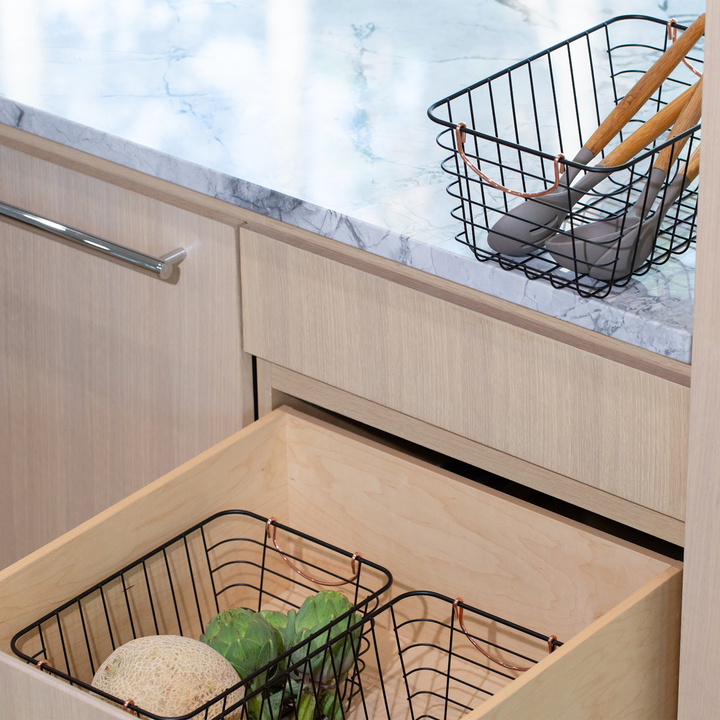 Black Wire Basket (Copper Handles)