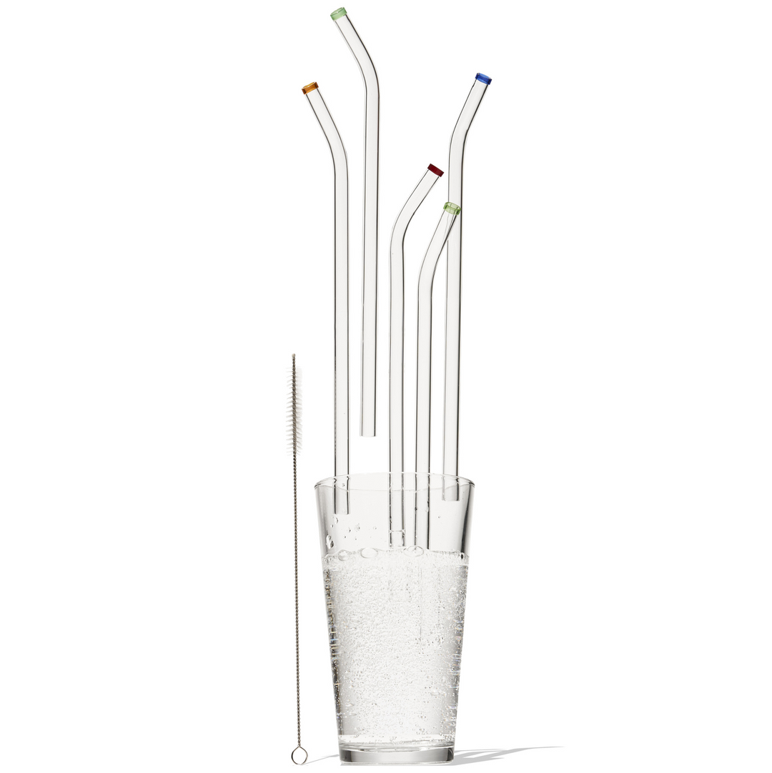 4 Straight Reusable Glass Drinking Straws Eco-Friendly 20cm 6x3mm