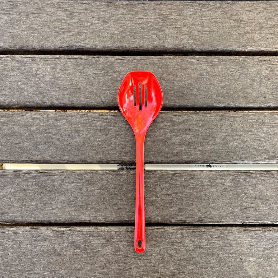 Slotted Spoon Melamine Cooking Tool - Red
